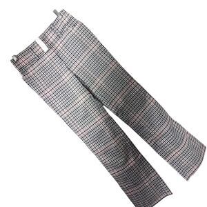 NWT! NEW YORK & CO! BLACK, WHITE, TAN & PEACH PLAID STRAIGHT LEG TROUSERS! SZ 0